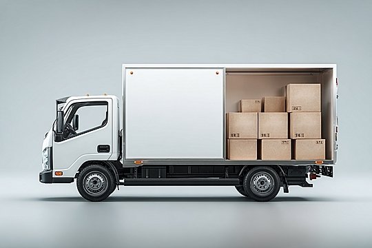 pngtree white delivery truck with boxes side view mockup high resolution photography image 17531243